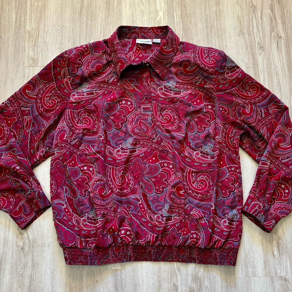 Alfred Dunner‎ Vintage 90s Blouse Paisley Red Long Sleeve Women’s Plus Size 22W